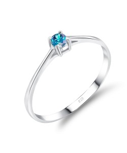 3mm Blue Topaz CZ Silver Ring CSR-150-3